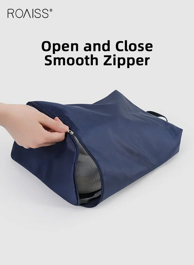 roaiss 2-Piece Navy Blue Dustproof Storage Bag Set Portable and Versatile Organizers for Travel  Separately Storing Shoes and Underwear, Keeping Your Luggage Tidy Clean Efficiently Packed - Image 3